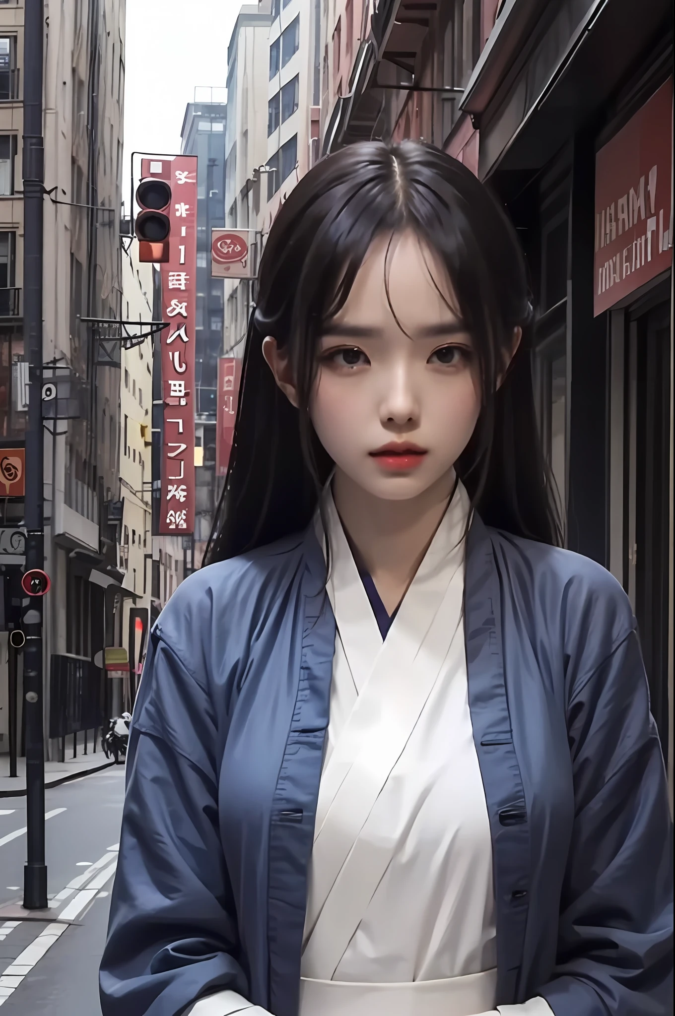 masterpiece,best quality,official art,extremely detailed CG unity 8k wallpaper,
1girl, upper body, pov,hanfu, in street, city background, wide shot