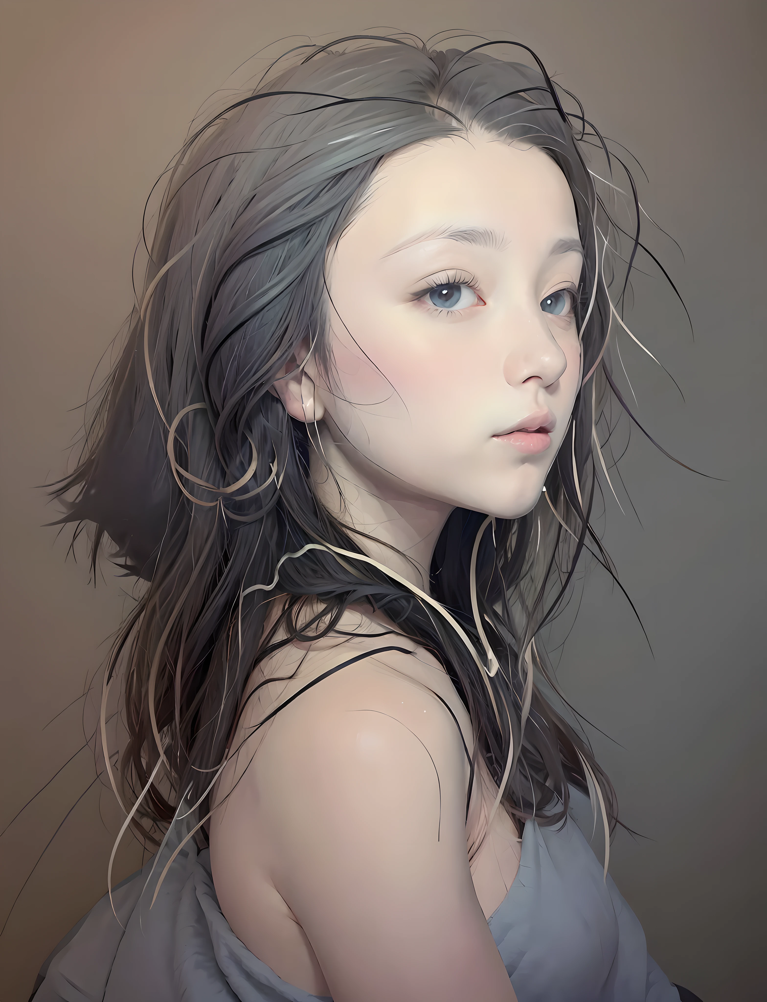 A painting of a woman with her hair in braids, clean anime outlines, outlined art, Simple lines of art, Simple line art, perfect lineart, Outline sketch, intense line art, thick line art, Ink outline, outlines, thick black lineart, linear art, soft outline, outline art, hair flowing, Line sketch, drawn with a single line