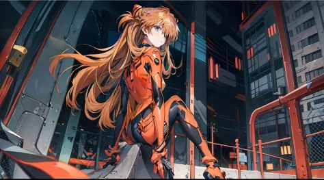 ((masterpiece,best quality, detailed)), full body, night, cityscape, souryuu asuka langley, interface headset, multicolored body...