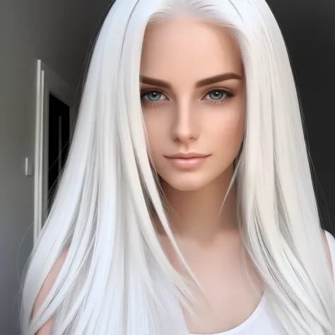 White hair，White hair，white skinned，Feminine woman，long whitr hair，Need