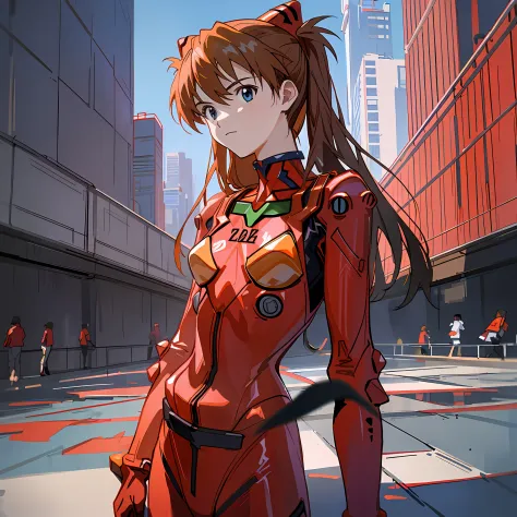 1 girl, asuka, red clothes, evangelion