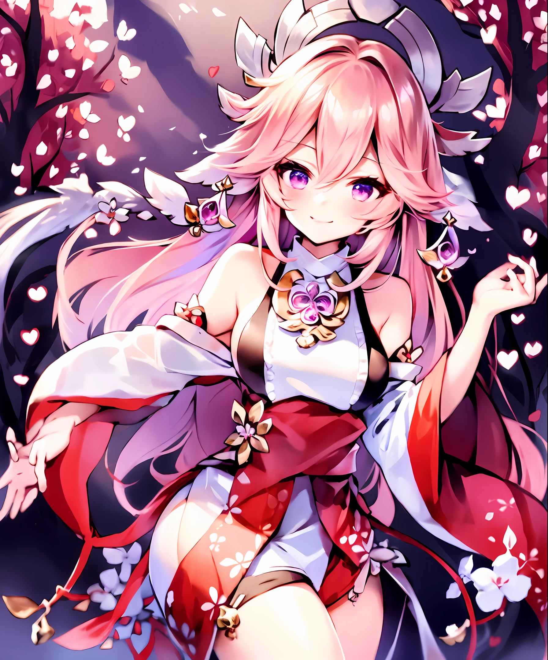 Anime girl with long pink hair and a white dress and a red cape - SeaArt AI