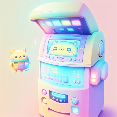 Kawaii Tech,pastel color, kawaii,  Cute colors ,scifi,  
vending machine, trash can