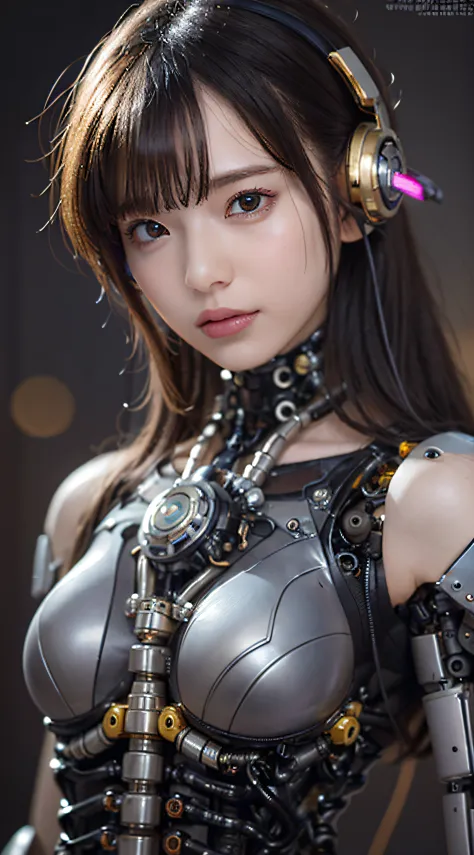 1 mechanical girl、((super realistic details))、portlate、globalillumination、shadow、octan render、8k、ultrasharp、steampunk cyborg bod...