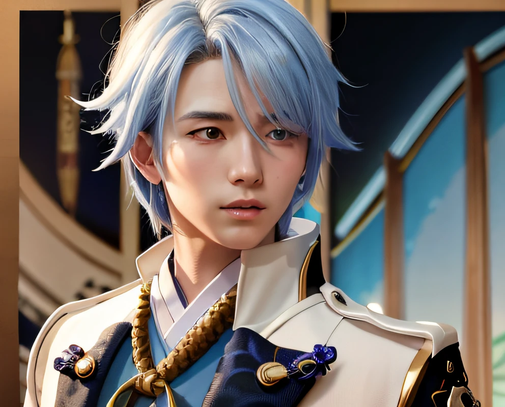 anime character with blue hair and blue eyes in a dark blue outfit, Keqing de Genshin Impact, zhongli, Genshin Impact, hajime yatate, masamune shiro, Beautiful androgynous prince, Personagem Genshin Impact, Impacto de Ayaka Genshin, delicate androgynous prince, Genshin, handsome prince, Handsome