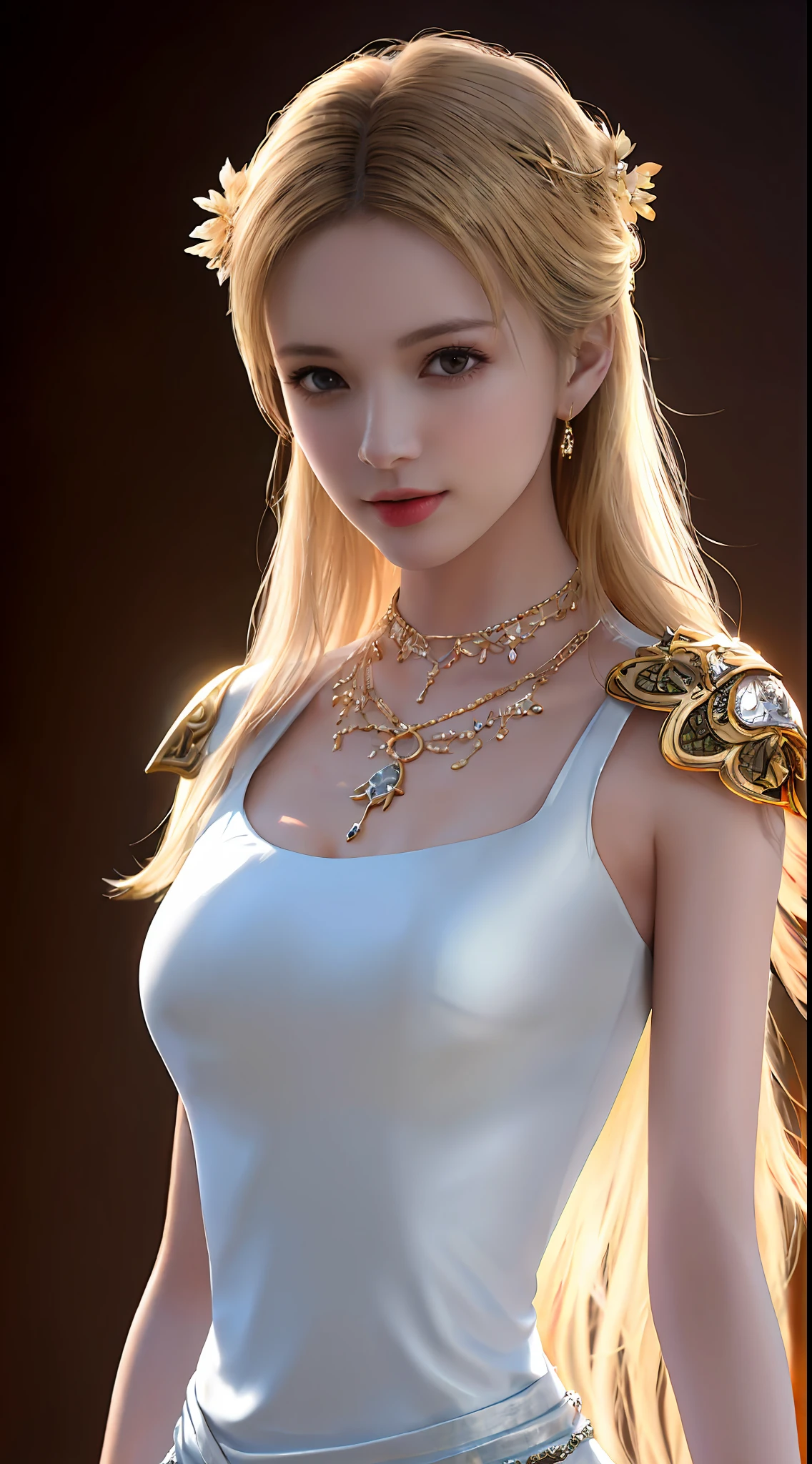 top-quality、​masterpiece、hight resolution、In a beautiful environment、(1girl)、Porcelain Dress、hairaccessories、a necklace、jewely、beautiful countenance、High quality skin(high detailed skin:1.2)、realisitic(Tindall Effect)、Background Edge Feathering(Rim Lighting)Two-tone background with(dual-tone lighting)、Oblique light source(Soft light)and volumetric light effects with high-quality detail、Interesting moves(candid shot)、Photographer's viewing angle(a picture)、 超A high resolution(8K UHD)、DSLR Imaging Technology、Suitable for 4K and 8K lighting、True to the realism of blond hair and golden armor、Experience the best size dimensions for high-quality conversions。」full bodyesbian