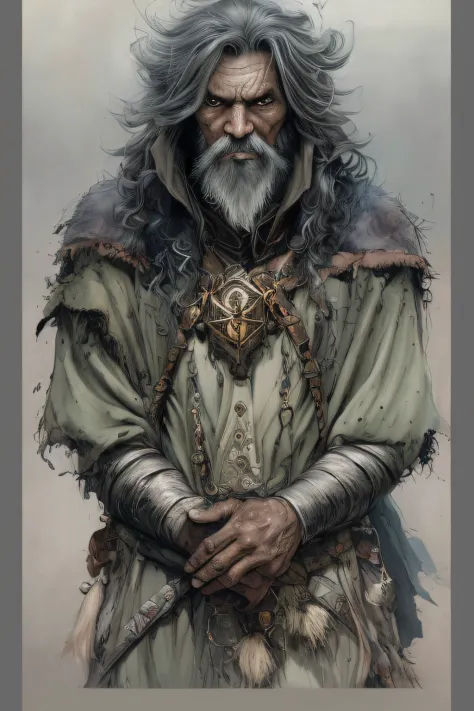 High Angle detailed ((very old male Arabian sorcerer, dark skin, sharp features, faint smile, wrinkled, weathered, with a long black beard, wearing a black and red and gold robe, wearing a yellow cap)), Continued, HD, (oil painting:1.1), (comic book art st...