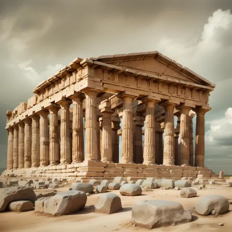 A completely restored Greek temple, Temple of Concordia in Agrigento as it was in the times of the Greeks,