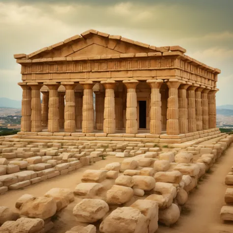 A fully restored Greek temple, Temple of Concordia in Agrigento,