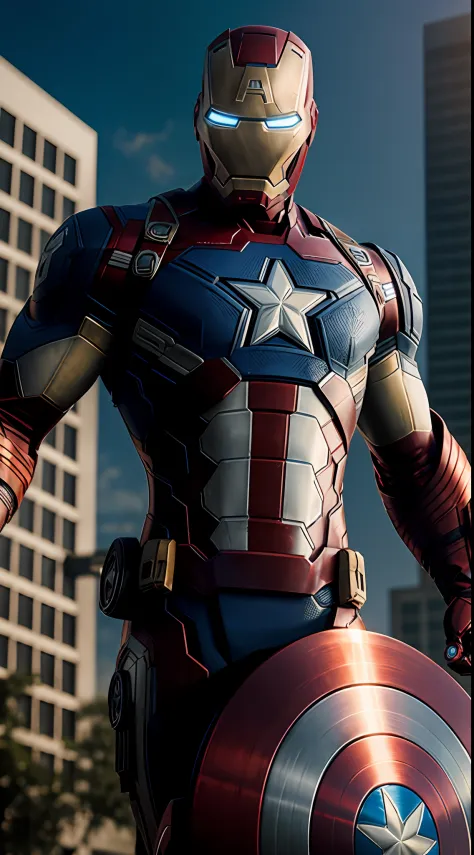 ironman captain america, octane render, unreal engine, highly detailed, intricate