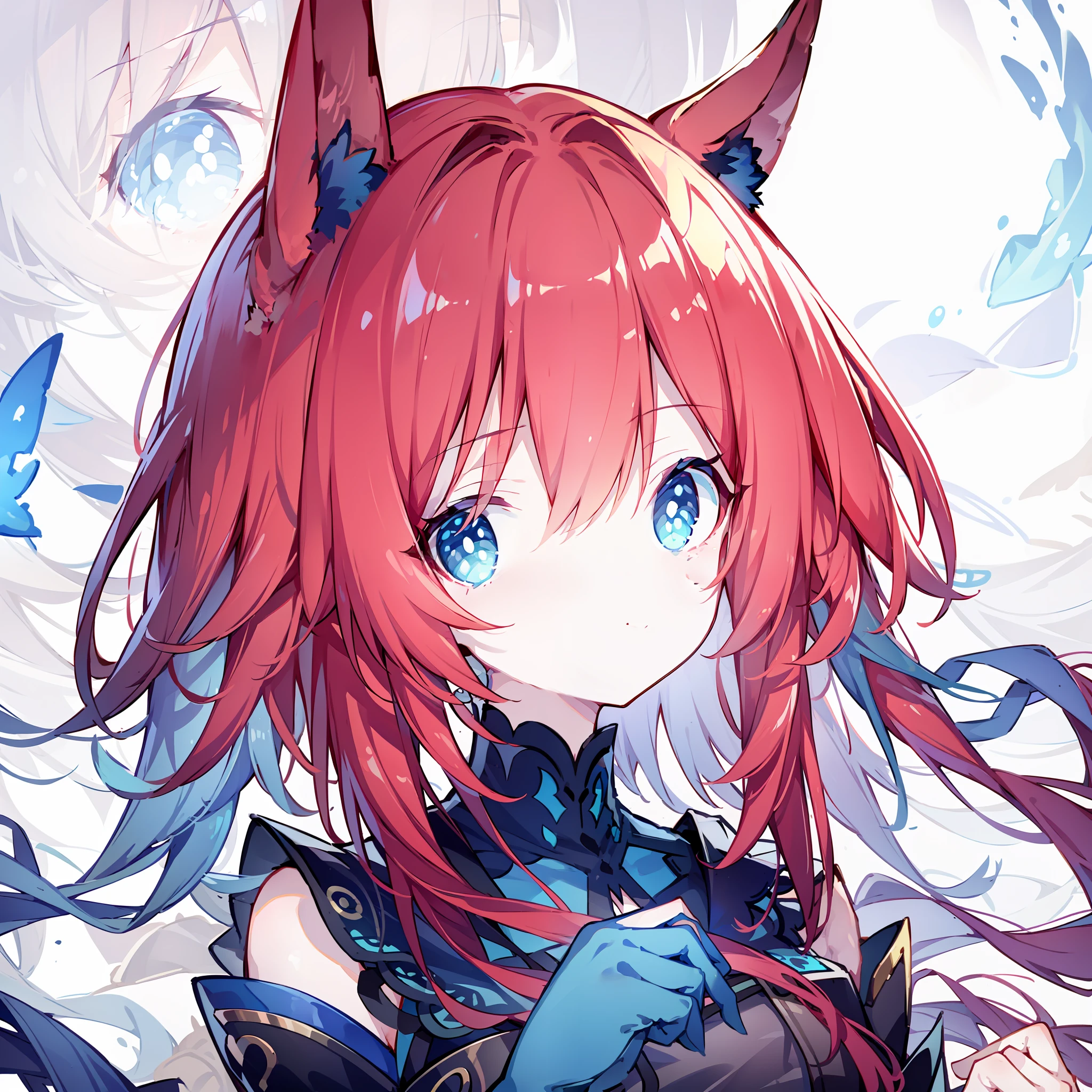 Anime girl with red hair and blue eyes with blue eyes - SeaArt AI