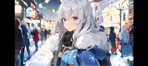 ((Masterpiece,Best quality,Detailed)), 1girll, Solo, ph elaina \(Majo no tabitabi\), winter uniform, Kunzhe, Section, Fur-trimme...