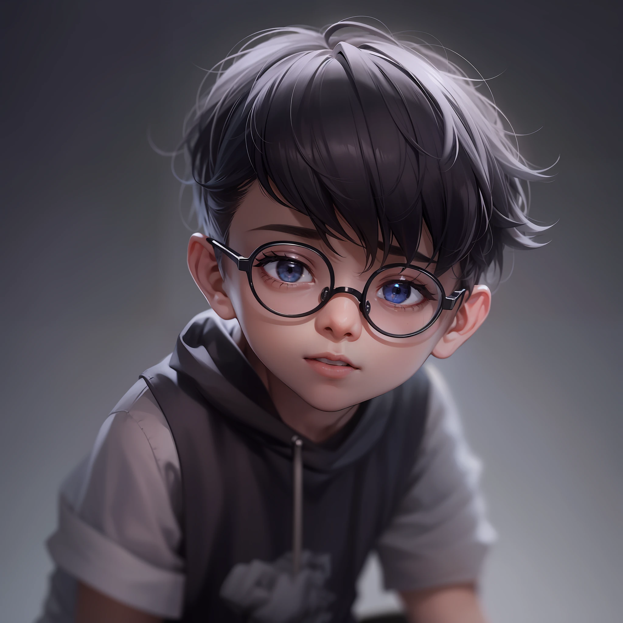 A boy with，Wear a T-shirt，Wear glasses，Black color hair，clean backdrop，（white backgrounid：1.4），（best qualtiy），（tmasterpiece：1.1），（Very detailed CG unity 8K wallpaper：1.1），（a color： 0.9),sharp and clear focus