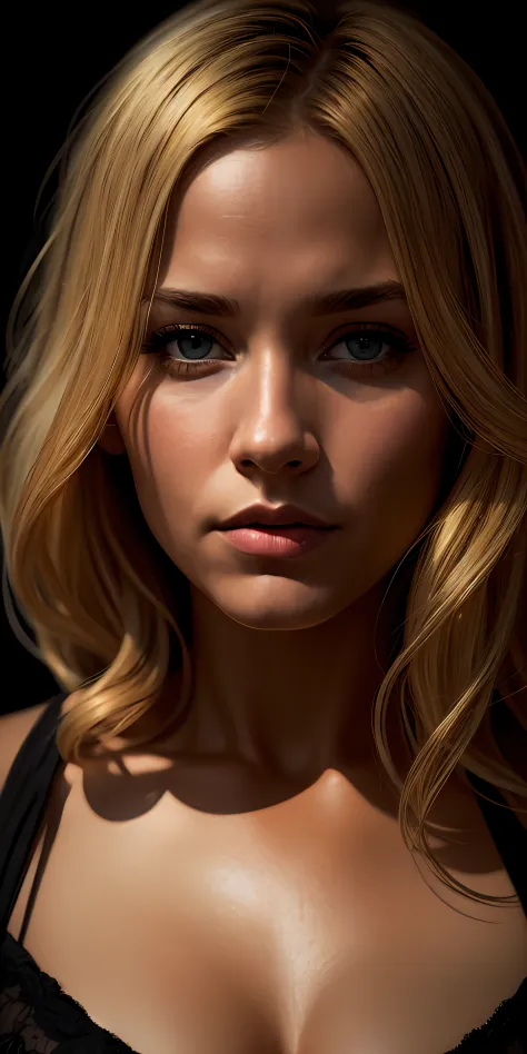 Masterpiece, beautiful german girl, blonde, uptown, cleavage, very detailed, dramatic lighting, digital art trends on Artstation...