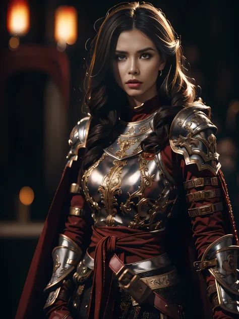 1girl, solo, female roman warrior with red helmet and cape, long black hair, angry, extremely beautiful girl, subtle makeup, sil...
