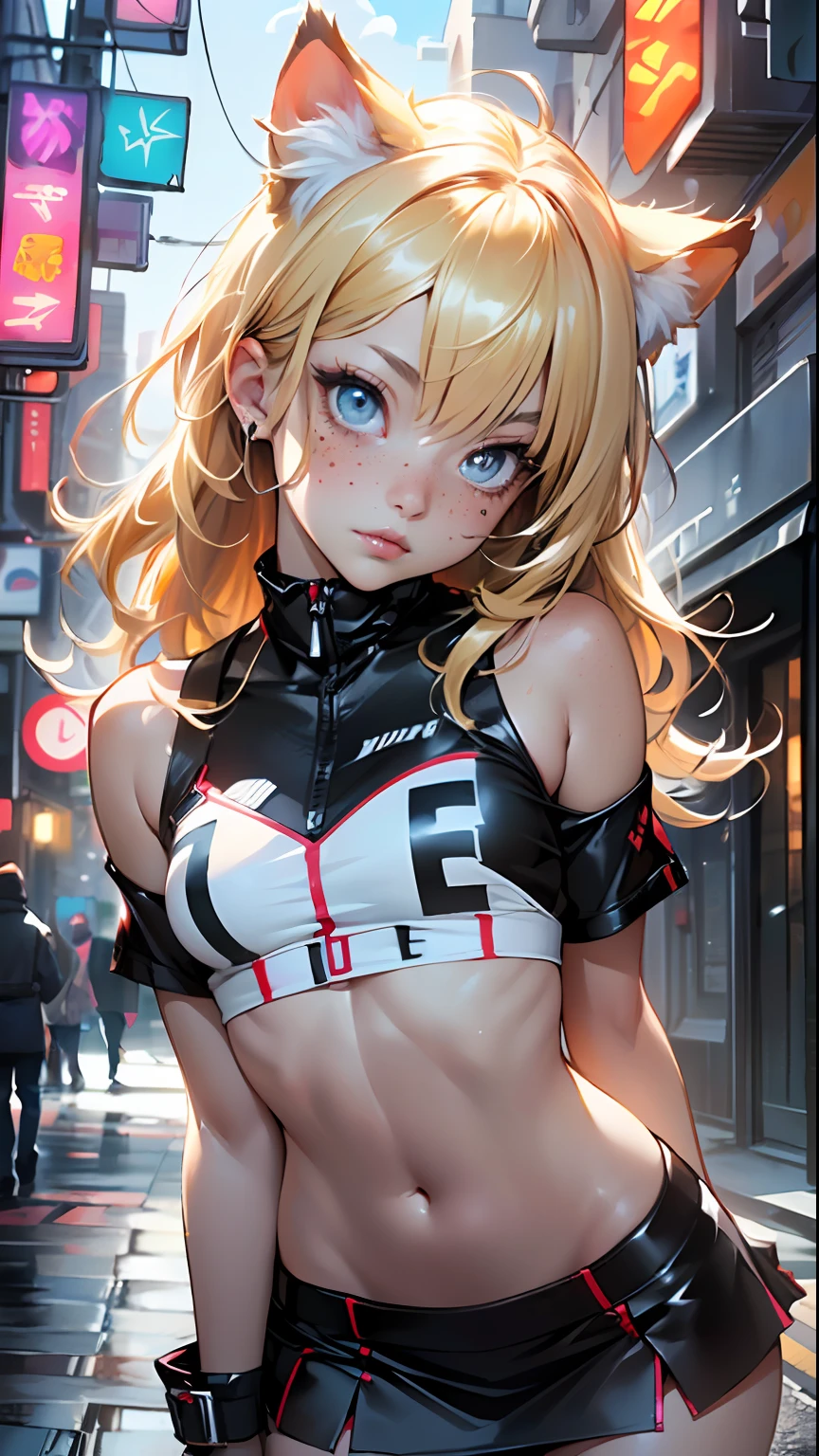 Anime girl in a cat suit posing on a city street - SeaArt AI