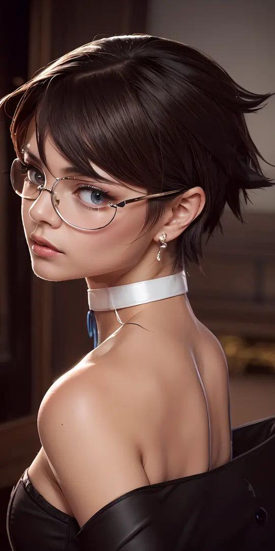 ((ultra resolution 8k)), the most beautiful woman, the most beautiful, cabello corto, hermoso rostro , rostro sexy, lentes, traj...