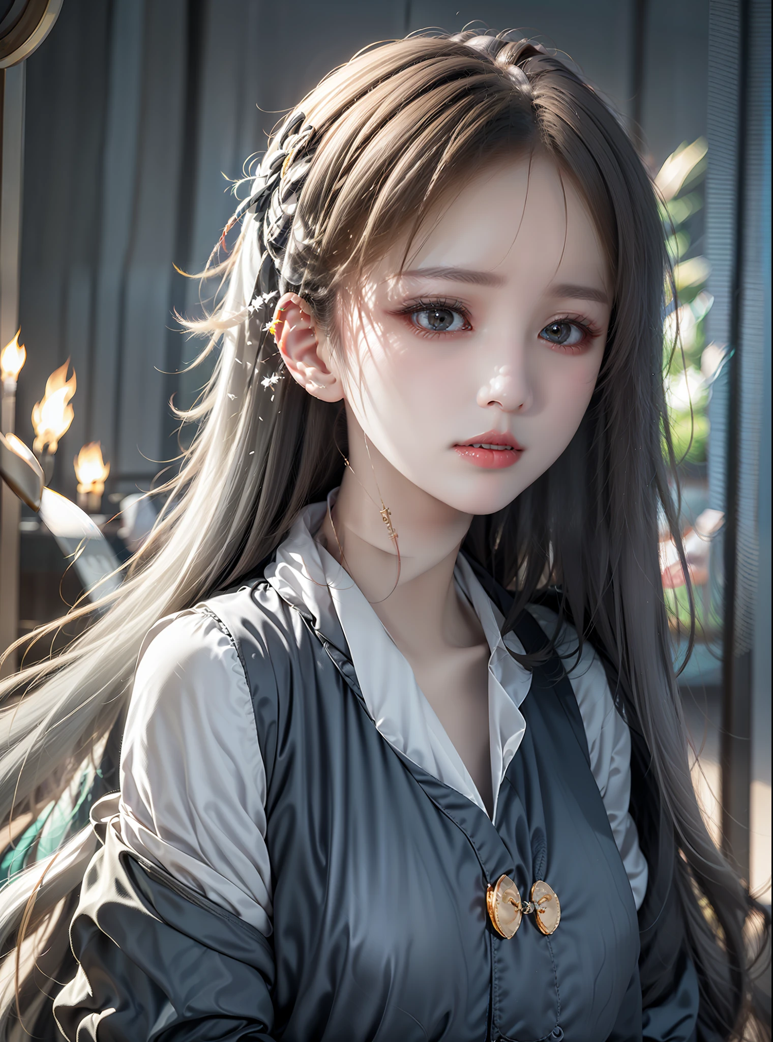 The girl in front of her had long gray hair，Azure eyes have no eyes，pale-skinned，There was no blood on the lips，The exterior is quite beautiful，But because of excessive sickness and weakness，The demeanor is also very abrupt，The whole person looked as bleak as a candle about to burn out。