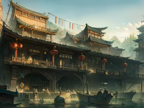 extremely detailed, 8k, wallpaper,masterpiece, best quality, ultra-detailed, bilgewater,(chinese architecture) ,