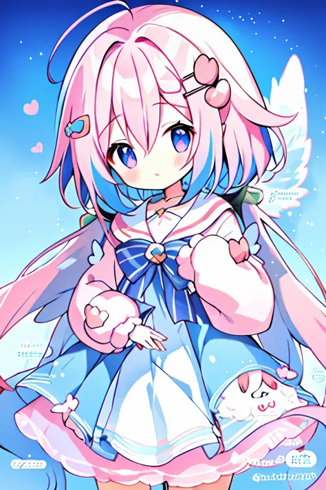 Anime girl with angel wings and heart in her hand, anime visual of a cute girl, Cute anime girl, Anime moe art style, small curv...