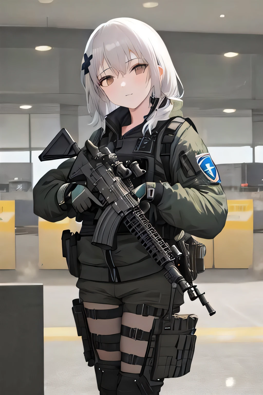 1girl, m4 carbine, holding gun - SeaArt AI