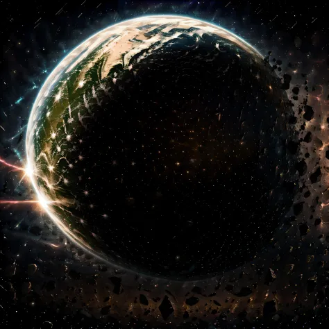 Earth penetrated by lasers，starrysky，broken rocks --auto