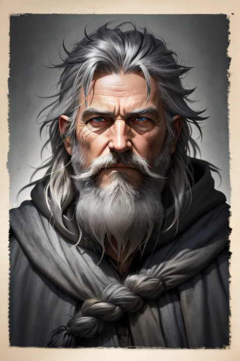 photo, old evil hermit, medieval, piercing_deep-set_eyes, wrinkled face, dark_stichted_cloak, (dramatic lighting:1.25), (shadowy background:1.2), (dirty_ unkempt_gray_hair:1.2), (long_shaggy_beard:1.3), (faded colors:1.1), (sharp focus:1.1), (shadows:1.2),...