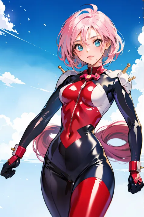 One girl in a latex anime posing for a photo, PastelColors, cutesexyrobutts,  Beautiful anime girl, Ecchi anime style,