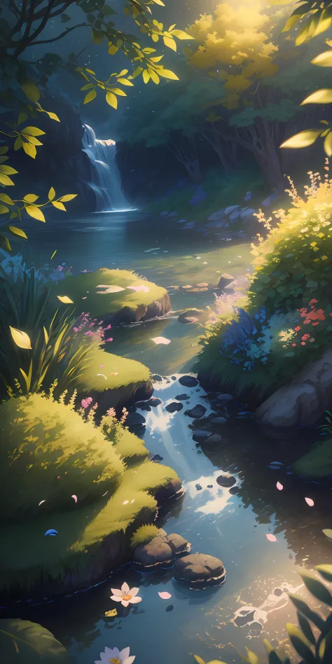 Masterpiece, best quality, (very detailed CG unity 8k wallpaper) (best quality), (best illustration), (best shadows) Nature&#39, blue sea,delicate leaves petals of various colors falling in the air light Tracking, super detailed --v6
