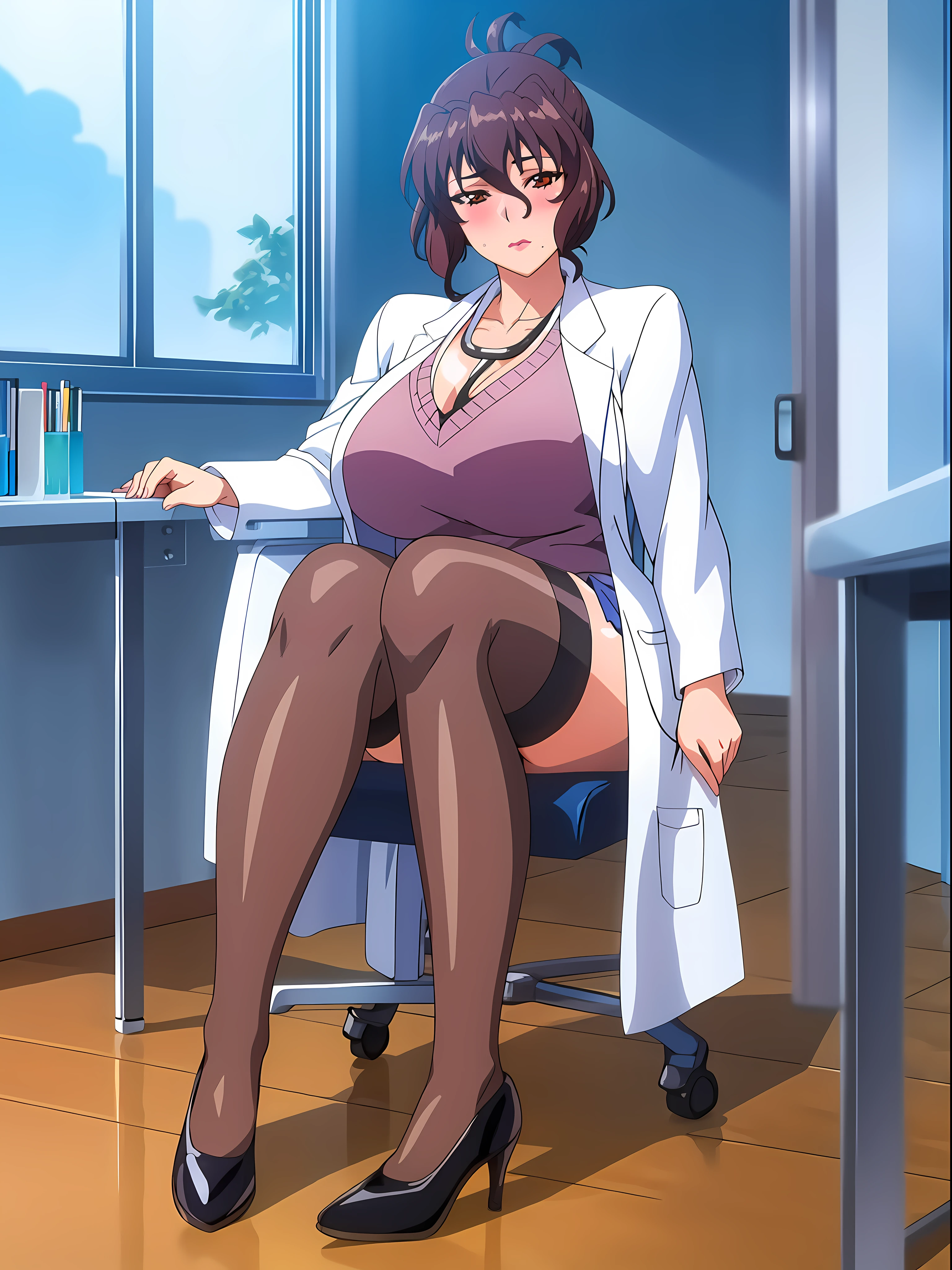 Anime image of a woman sitting at a desk with a laptop - SeaArt AI