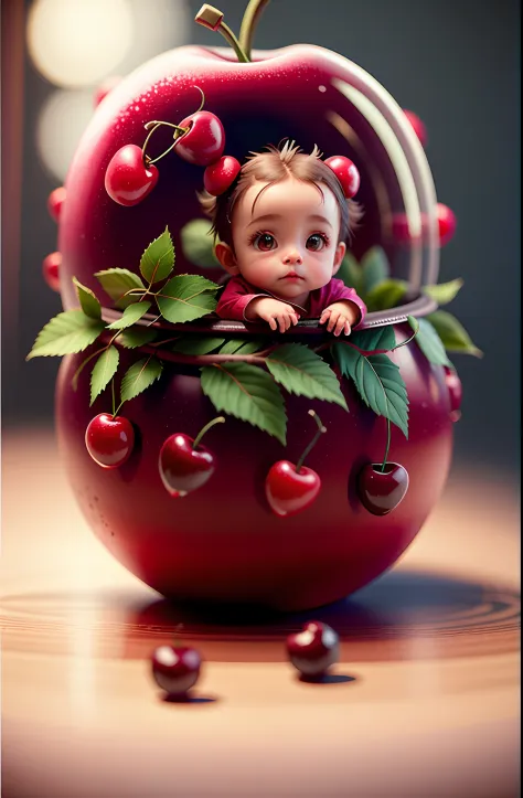 cute Cherry baby, octane render, unreal engine, highly detailed, intricate