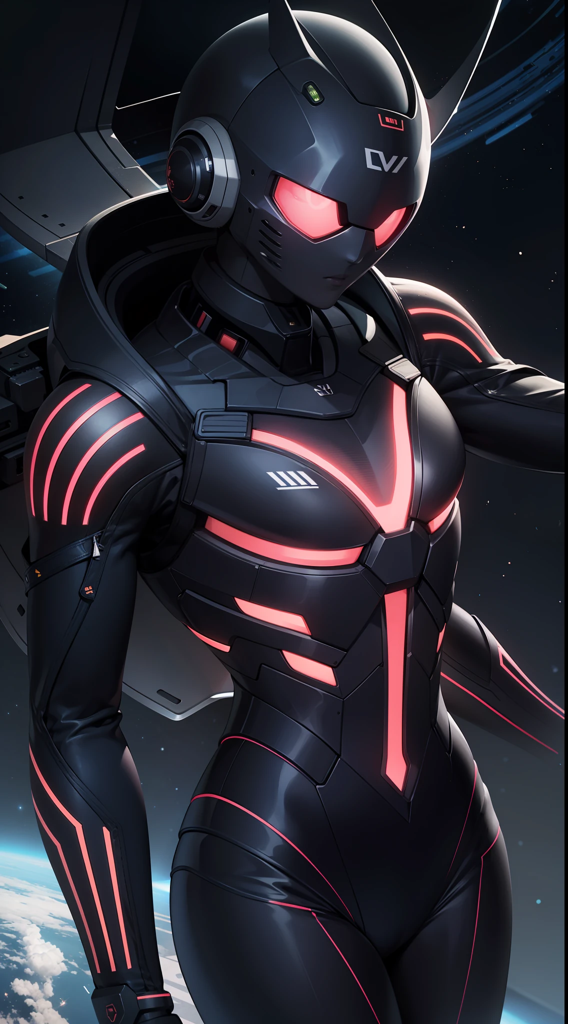 A close up of a woman in a futuristic suit with a sci - futuristic helmet -  SeaArt AI