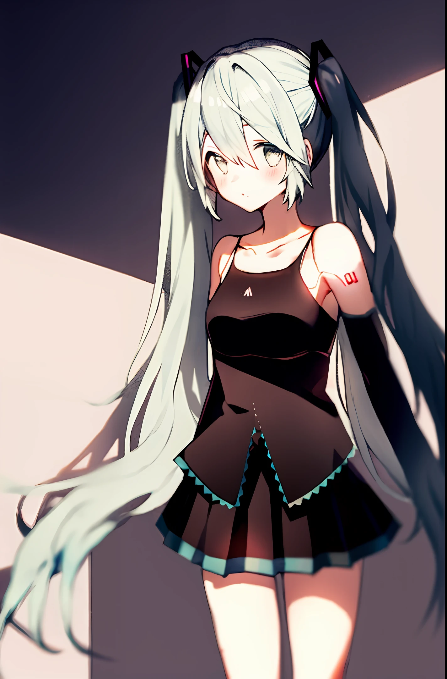 Hatsune Miku cute gray hair