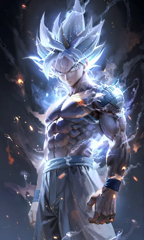 One body is very large，Close-up of a person with a very large body，ultra instinct，Epic anime of energy people，4K comic wallpaper...