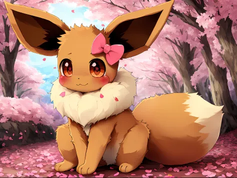 female, 1girl, ((solo)), pokemon, (eevee), feral, (sitting, on all fours), looking at viewer, hearts in eyes, multi colored fur,...