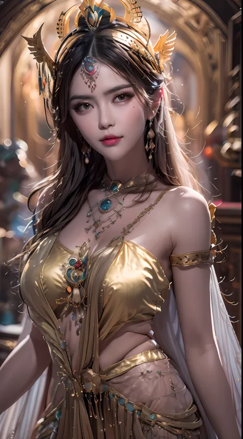 1 20 year old girl, 1 goddess Athena, goddess Athena, beautiful goddess Athena face without blemish, sexy slim nightgown with ma...