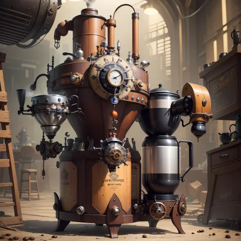 steampunkai, overcomplicated supersize coffee machine