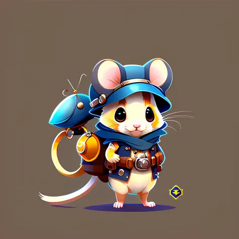"Imaginative concept art of a cute creature inspired by Lora, with the appearance of a mouse and dressed as a policeman. (CuteCreatures tag weighted at 0.9)", clipart, 5 in one --auto