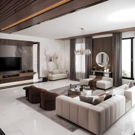 there is a large living room with a lot of furniture in it, high quality 3d render, high quality 3 d render, very realistic 3 d render, excellent 3d render, in style of 3d render, interior living room, highly detailed render, very realistic render, profess...