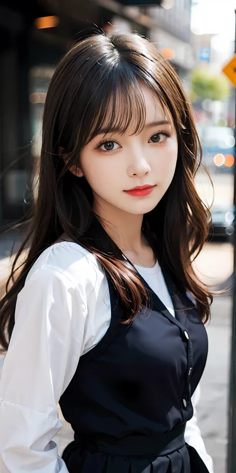 （RAW photos：1.2），high high quality，beautiful details girl，ssmile，Highly detailed eyes and face，beatiful detailed eyes，A high resolution，A high resolution，8k wallpaper，finely detailled，Highly detailed stock code uniform 8k wallpaper，light in face，cinmatic l...