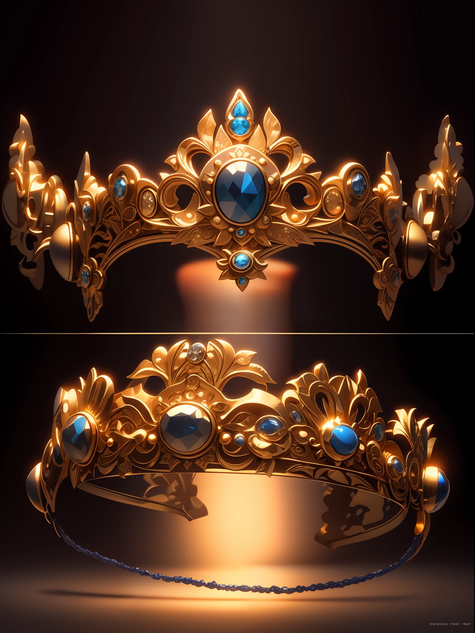 a close up of a tia with a blue stone in it, ultra realistic fantasy tiara, jeweled crown, intricate crown, ornate headpiece, intricate ornamented tiara, diadems, colonnade ornate headdress, diadem, ornate crown, tiara with sapphire, ornate jeweled crown, diadem on the head, jeweled headdress,masterpiece, best quality, (extremely detailed CG unity 8k wallpaper), (best quality), (best illustration), (best shadow)