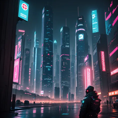 A big futurist city in cyberpunk style, neon, ultra wide view --auto