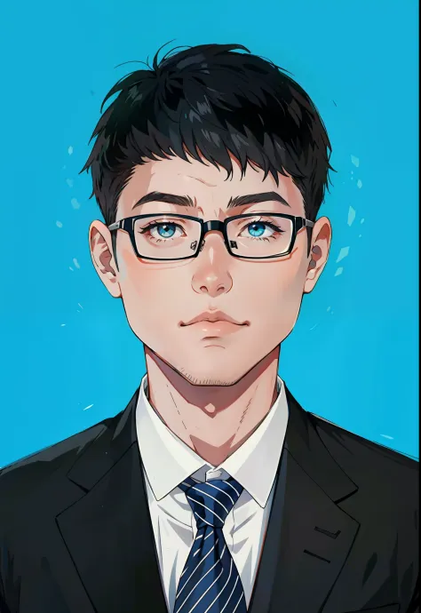 Boy student，eye glass，Business suit