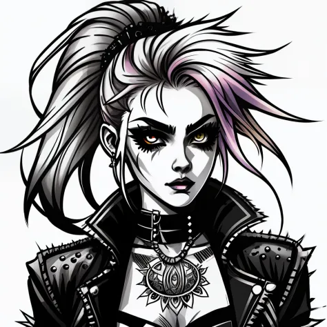 beautiful punk woman coloring gothic drawing