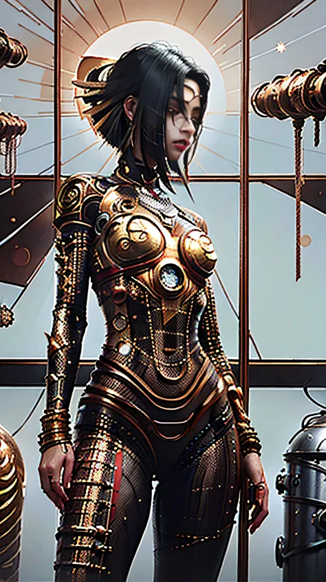 8k, realistic, attractive, highly detailed, a 20 year old girl a sexy and attractive woman inspired by iron man wearing a shiny ...