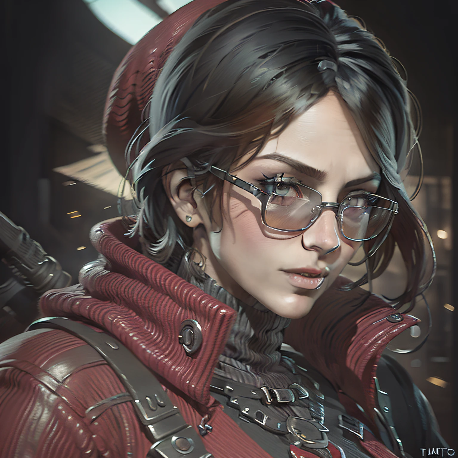 Es gibt eine Frau mit lila Haaren und Sonnenbrille in der roten Mütze und gelben Lederjacke, die eine Flagge hält, Porträt eines Bloodborne-Jägers, Badass-Anime 8 K, Abonnieren, Schießen, stilisierte urbane Fantasy-Kunst, assassino cyberpunk, Porträt eines Wächters, zentralisierte urbane Fantasie, als Charakter in Tekken, Devil&#39;s Dante Can Cry, William H. Pong-Becher