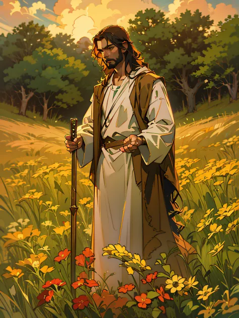 Painting of a man with a cane in a field, Greg Olsen, jesus christ, Retrato de Jesucristo, jesus of nazareth, Jesus, Uno de los ...