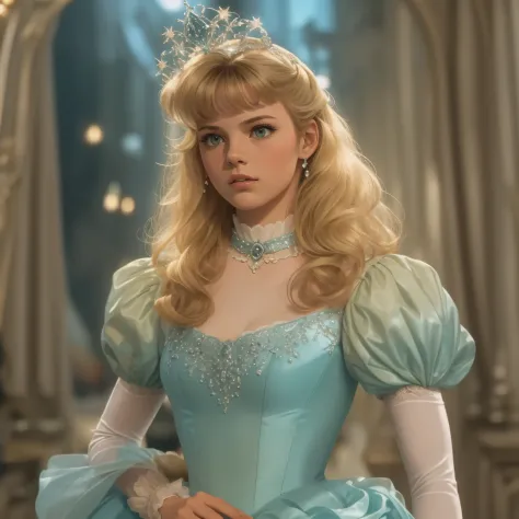 1980s teen movie, Gorgeous blonde servant-girl is turned into Cinderella against her will