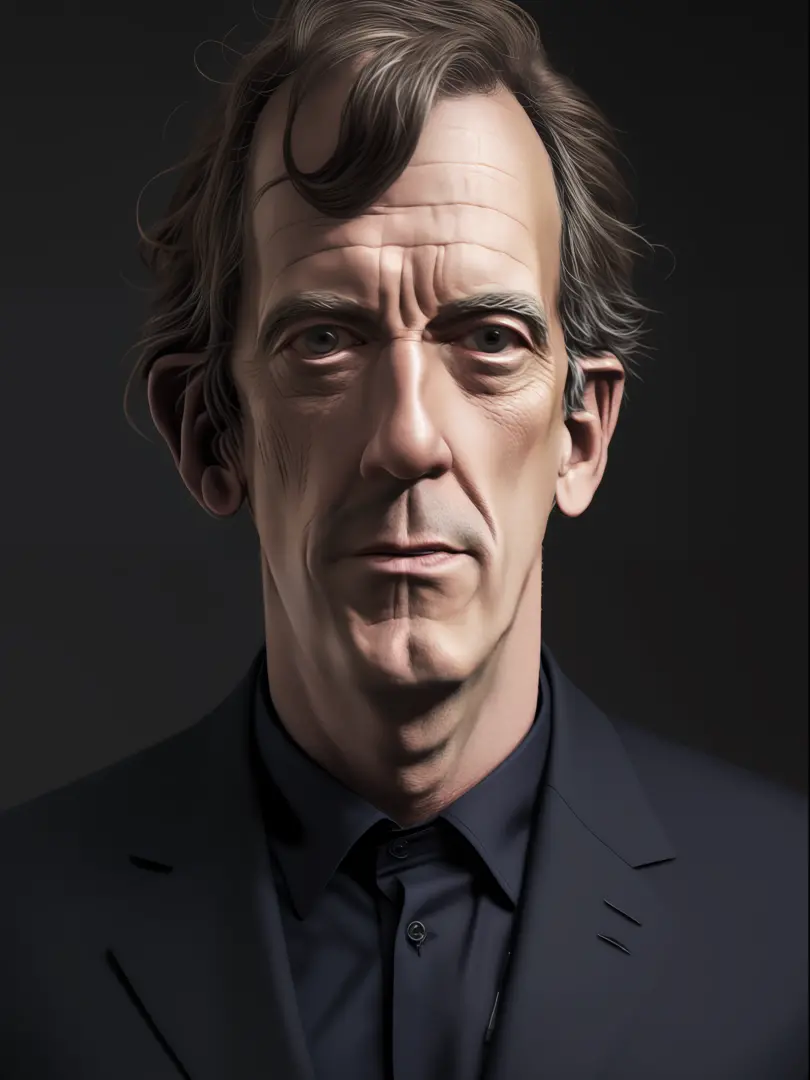 Autoretrato de homem usando uniforme,  ((inspirado em Hugh Laurie)), Imagem realista altamente detalhada, detalhes intricados. U...