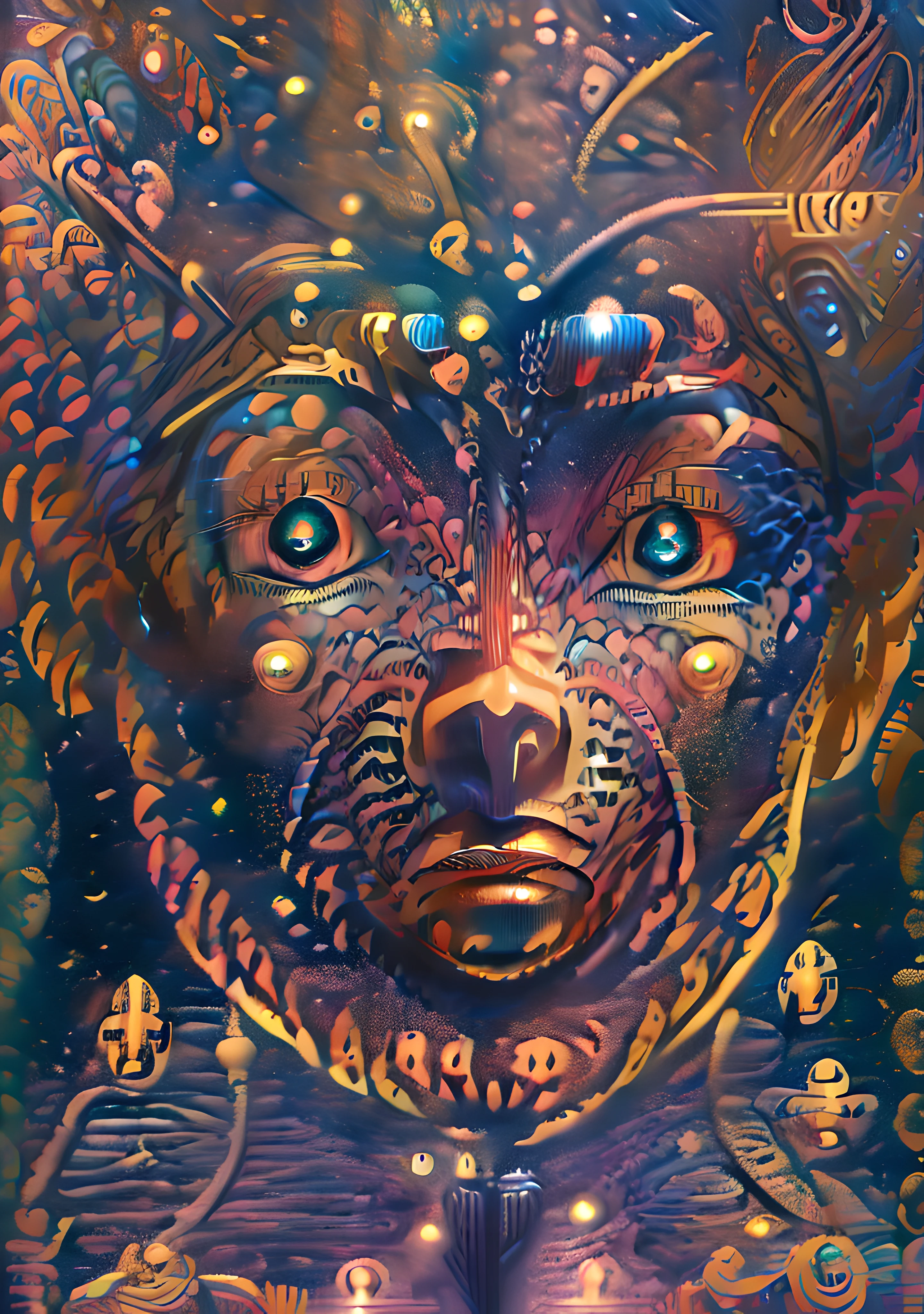 (High resolution, incredibly detailed, masterpiece), intricate close up portrait of a beutifull elfling with inside her eye the universe and stars ,beautifull face,in space , featuring fractal geometry in (vibrant colors:0.6), set against a (galactic background:1.8), bringing together complex, mesmerizing shapes and patterns,dmt ,fractal art,stars and galaxies